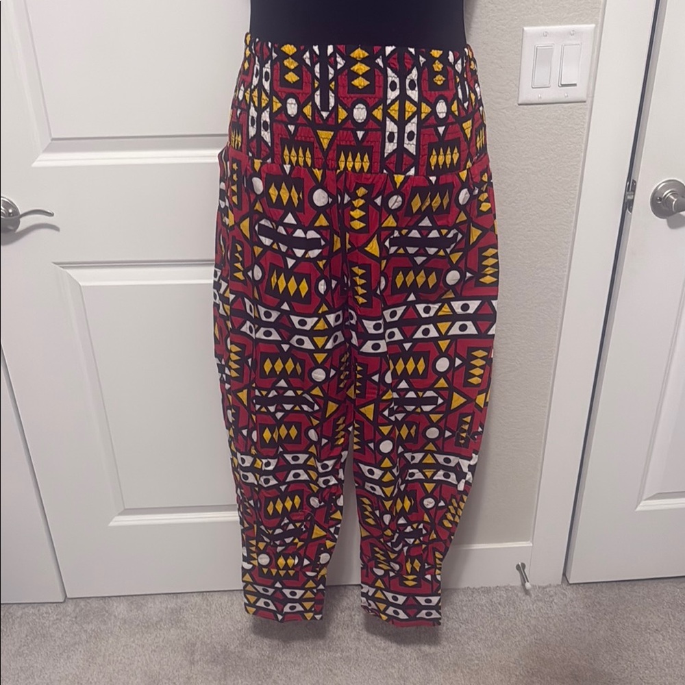 Colorful Red Geometric Women's Joggers-BNWOT
